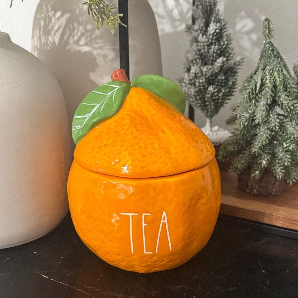 NWT Rae Dunn Ceramic Orange Tea Container